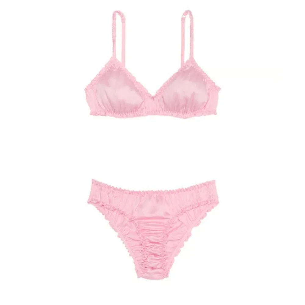 New! PINK Victoria's Secret Silky Flutter Bralette & Panty Set 1166